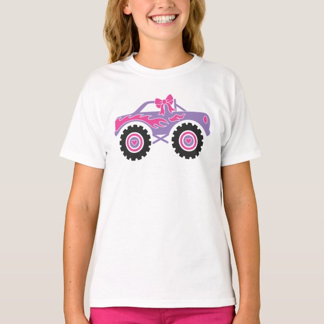 T-shirt Chemise Monster Rose Personnalisée Pour Filles (Devant)