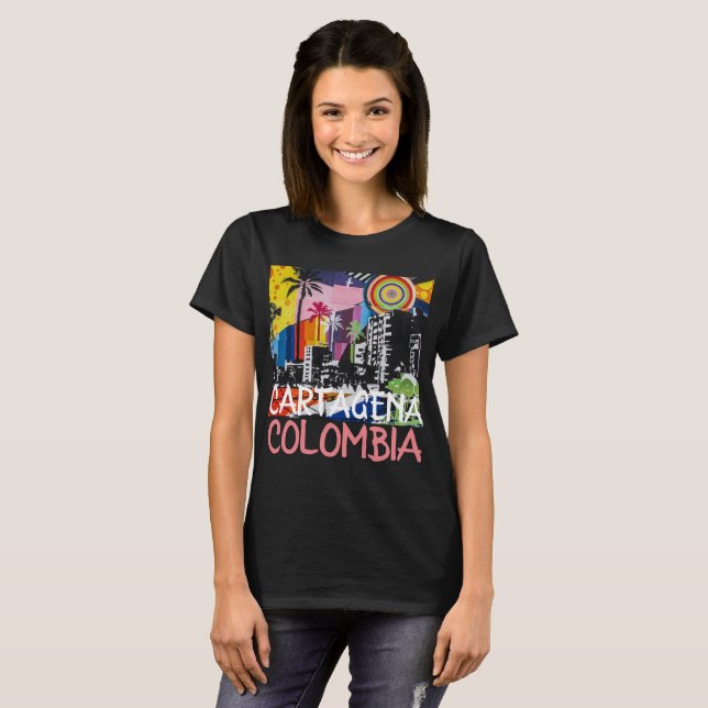 T-shirt Chemise murale d'un Cool de Carthagène en Colombie (Devant entier)