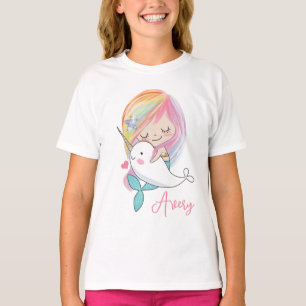 T-shirt Chemise Narwhal Kids Kawaii Mermaid