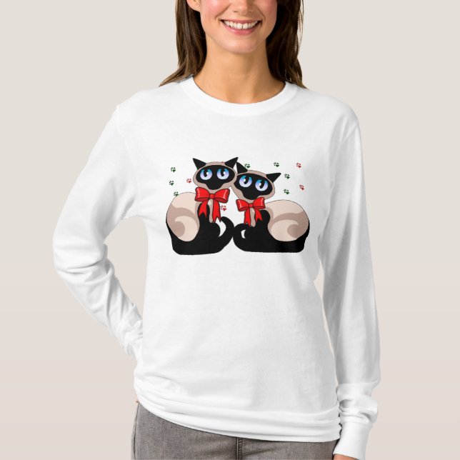 T-shirt Chemise - Noël siamois (Devant)