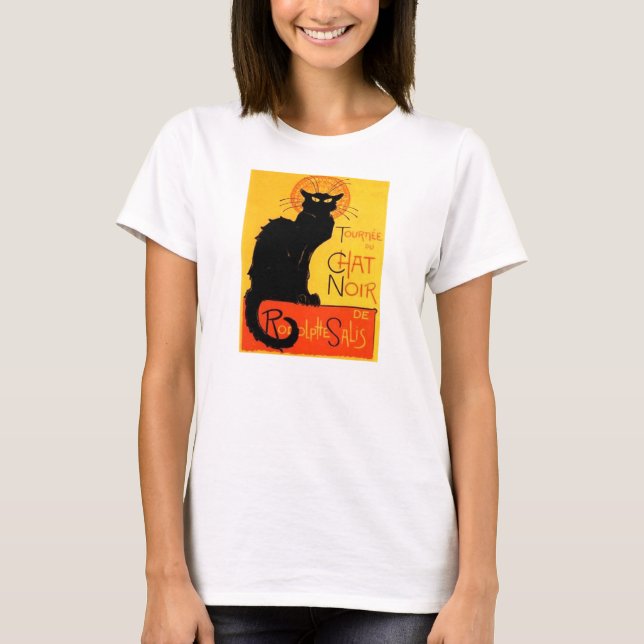 T-shirt Chemise Noir de dames de chat noir de (Devant)
