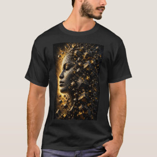 T-shirt Chemise noire avec cubes de visage fragmenté 3D