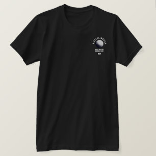 T-shirt chemise noire avec nom de golfeur et balle de golf