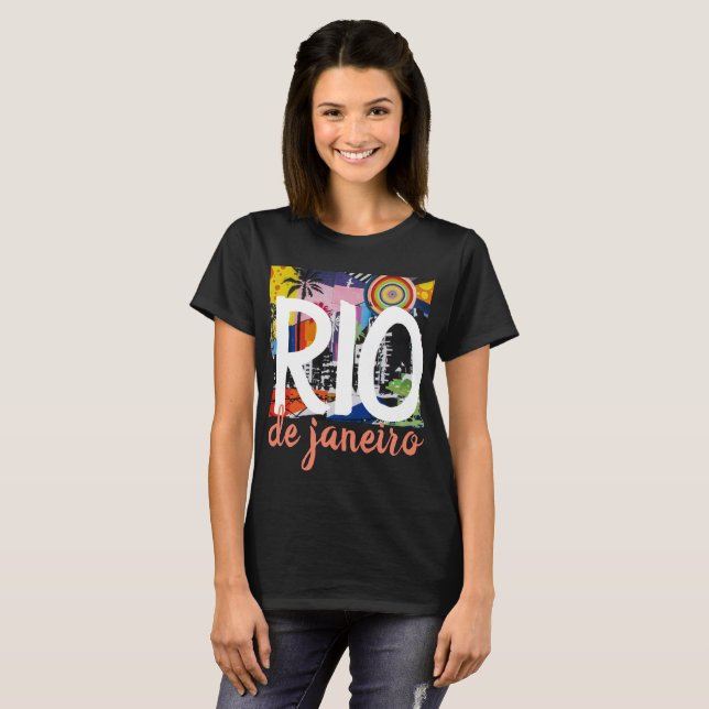 T-shirt Chemise noire Cool de Rio de Janeiro Brésil (Devant entier)