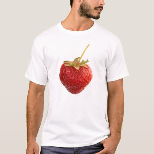 T-shirt Chemise noire de fraise avec une grande fraise