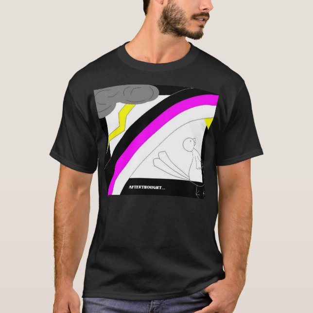 T-shirt Chemise noire de pensée après-coup ! ! ! (Devant)
