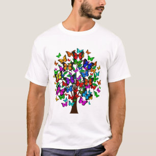 T-shirt Chemise papillon, Papillons colorés, ZKOAG