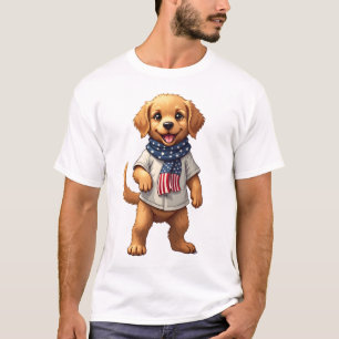 T-shirt Chemise Patriotique Vintage de Chiots Dorés Améric