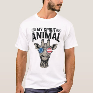 T-shirt Chemise patriotique vintage girafe animal spiritue
