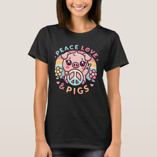 T-shirt Chemise Peace Love & Pigs
