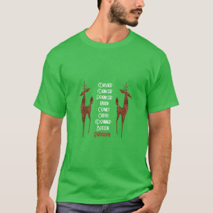 T-shirt Chemise - Père Noël Reindeer - Rudolph Red - Noir
