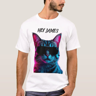 T-shirt Chemise personnalisée avec design de chat néon