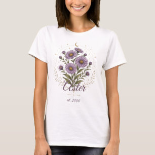 T-shirt Chemise personnalisée avec nom et fleur de naissan
