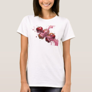 T-shirt Chemise personnalisée avec pomme abstraite rose au
