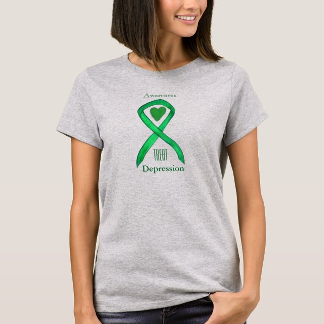 T-shirt Chemise personnalisée Coeur de ruban de sensibilis (Devant)
