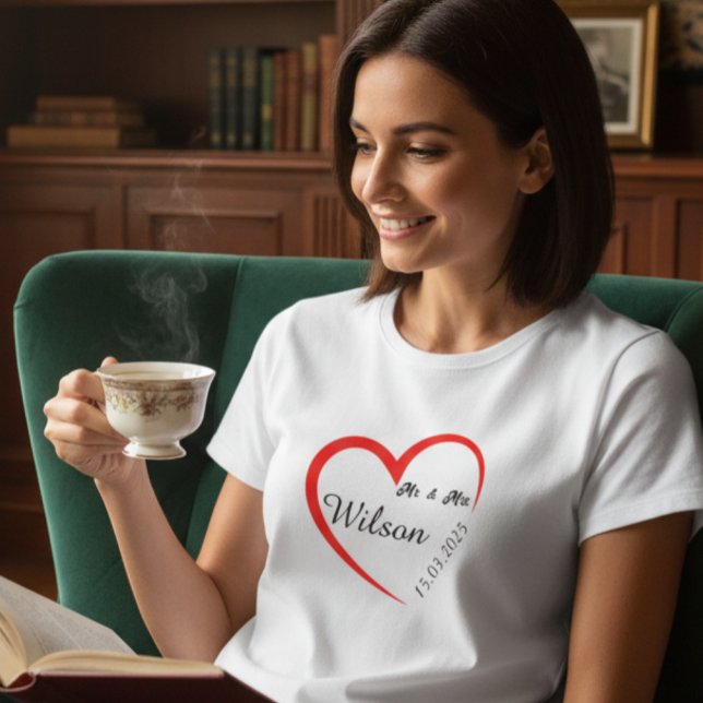 T-shirt Chemise Personnalisée Cœur pour Couple pour Elle (Créateur téléchargé)