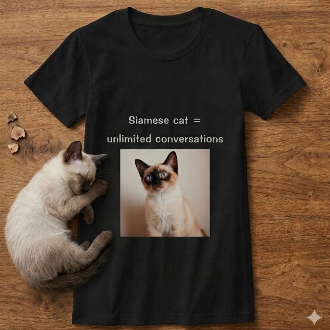 T-shirt Chemise personnalisée de chat siamois Cadeau photo (Black T-shirt for Siamese cat lovers)