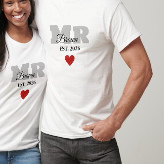 T-shirt Chemise personnalisée Monsieur Mariage Cœur Rouge 