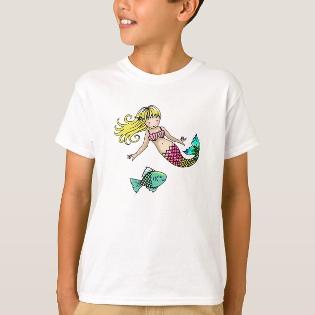 T-shirt Chemise Petite Sirène Pour Enfants (Devant)