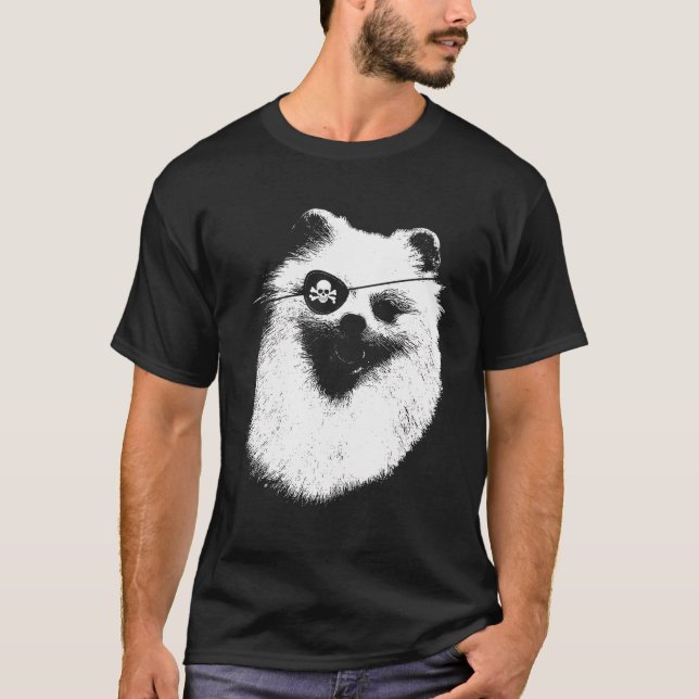 T-shirt Chemise Poméranienne Pirate Avec Patch Oeil Crâne  (Devant)