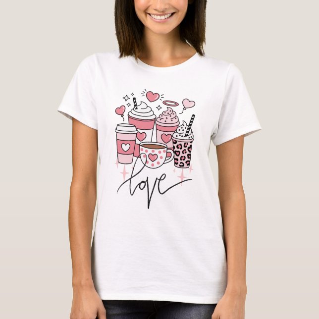T-shirt Chemise pour amateur de café de la Saint-Valentin  (Devant)