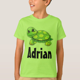 T-shirt Chemise pour enfants personnalisée Tortue verte mi