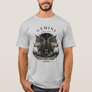 T-shirt Chemise pour homme Gémeaux Loup Zodiaque