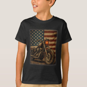 T-shirt Chemise Rétro Biker Drapeau Usa Moto Hommes &