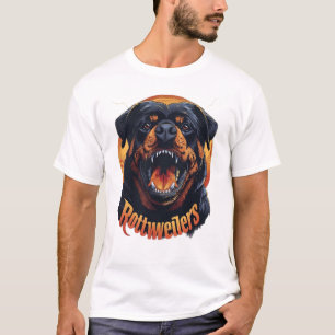 T-shirt Chemise Rétro Graphique avec Chien Rottweiler Féro