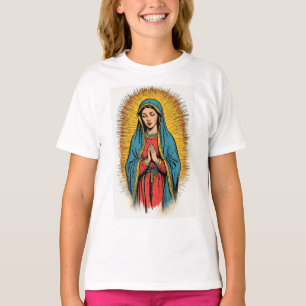 T-shirt Chemise rétro pour fille représentant la Vierge Ma