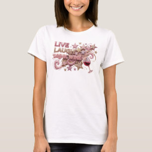 T-shirt Chemise rose Clean LIVE LAUGH DRINK WINE