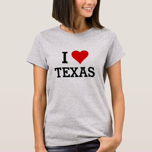 T-shirt Chemise rouge de coeur du Texas des textes d'amour (Devant)