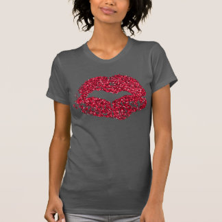 T-shirt Chemise rouge de lèvres de parties scintillantes