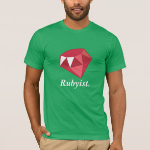 T-shirt Chemise rouge de vert de programmeur de Rubyist