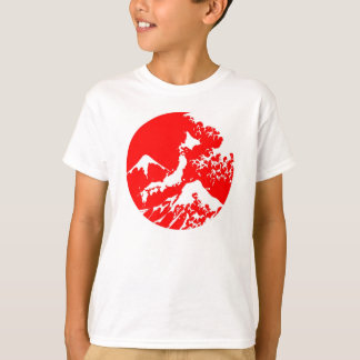 T-shirt Chemise rouge japonaise d'impression de vague du