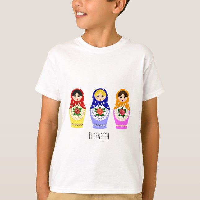 T-shirt Chemise russe d'enfants de poupées de matryoshka (Devant)