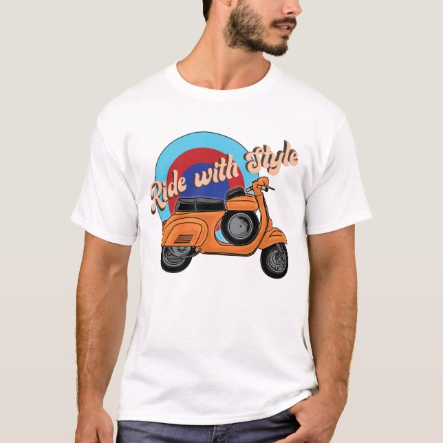 T-shirt Chemise scooter italienne | Ride de style vintage (Devant)