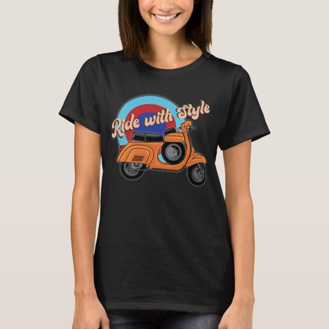 T-shirt Chemise scooter italienne | Ride de style vintage (Devant)