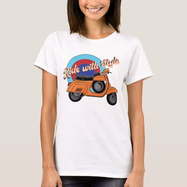 T-shirt Chemise scooter italienne | Ride de style vintage (Devant)