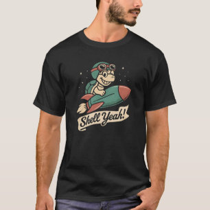T-shirt Chemise Shell Yeah Tortue Fusée, Dessin Animé Rétr