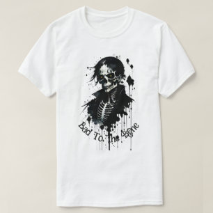 T-shirt Chemise "Skeleton Ink Splatter" Bad To The Bone "