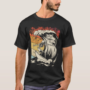 T-shirt Chemise squelette de surf vintage Halloween planch
