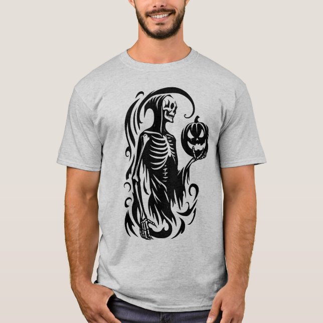 T-shirt Chemise squelette d'Halloween Abstraite (Devant)