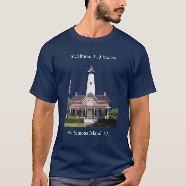 T-shirt Chemise St Simons Lighthouse lettrage blanc (Devant)