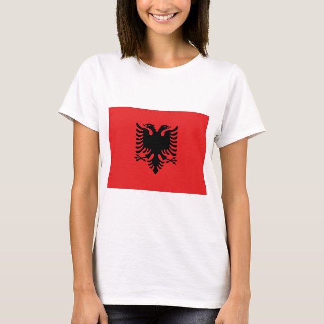 T-shirt Chemise T avec drapeau d'Albanie (Devant)