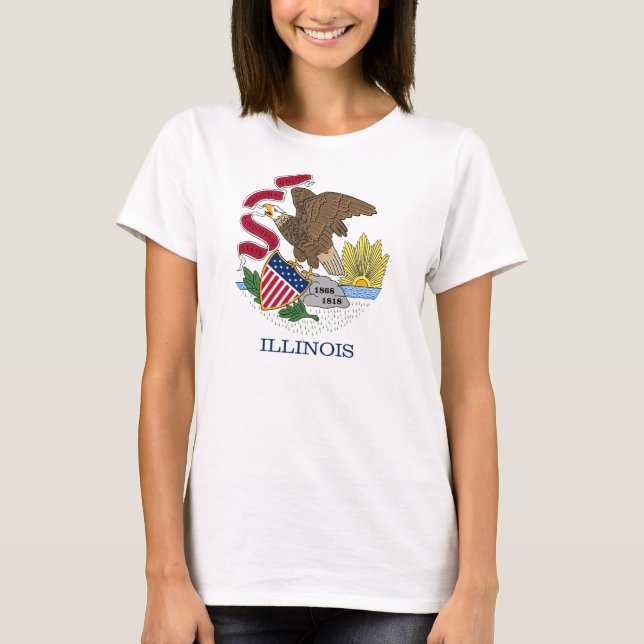 T-shirt Chemise T femme avec drapeau de l'Etat de l'Illino (Devant)