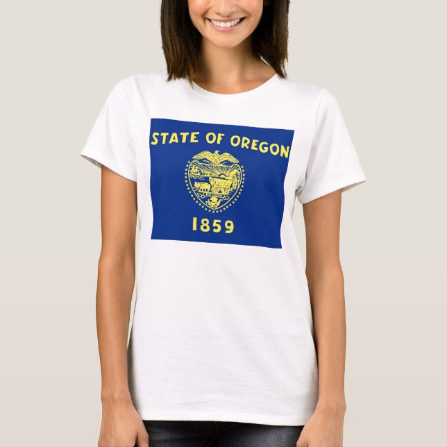 T-shirt Chemise T Femmes avec Drapeau de l'Etat de l'Orego (Devant)