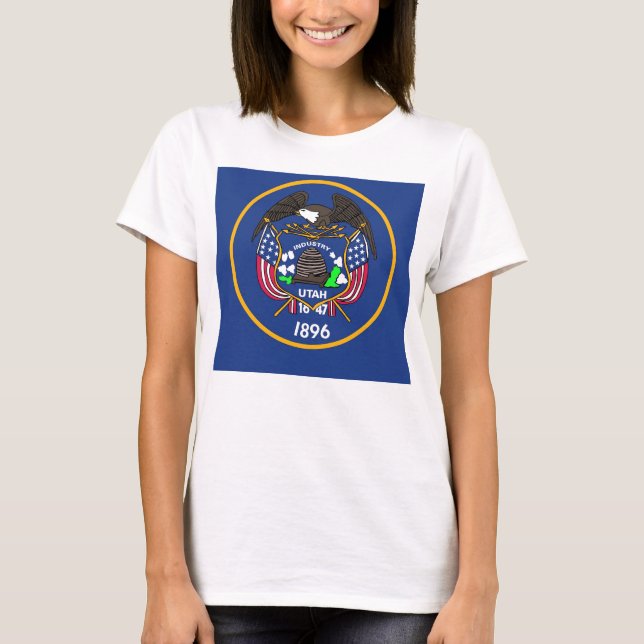 T-shirt Chemise T Femmes avec Drapeau de l'Etat de l'Utah (Devant)