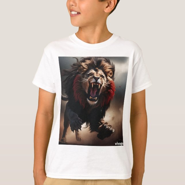 T-shirt Chemise T Lion Noir & Rouge (Devant)