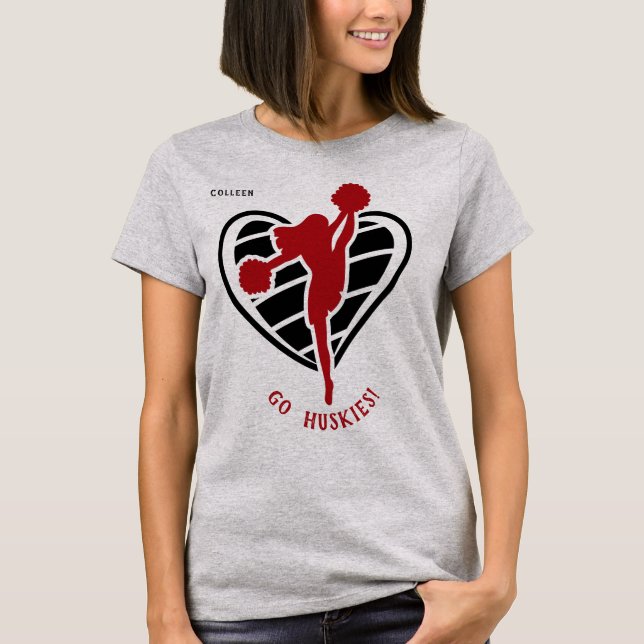 T-shirt Chemise T Nom de l'équipe de Pom-pom girl rouges (Devant)